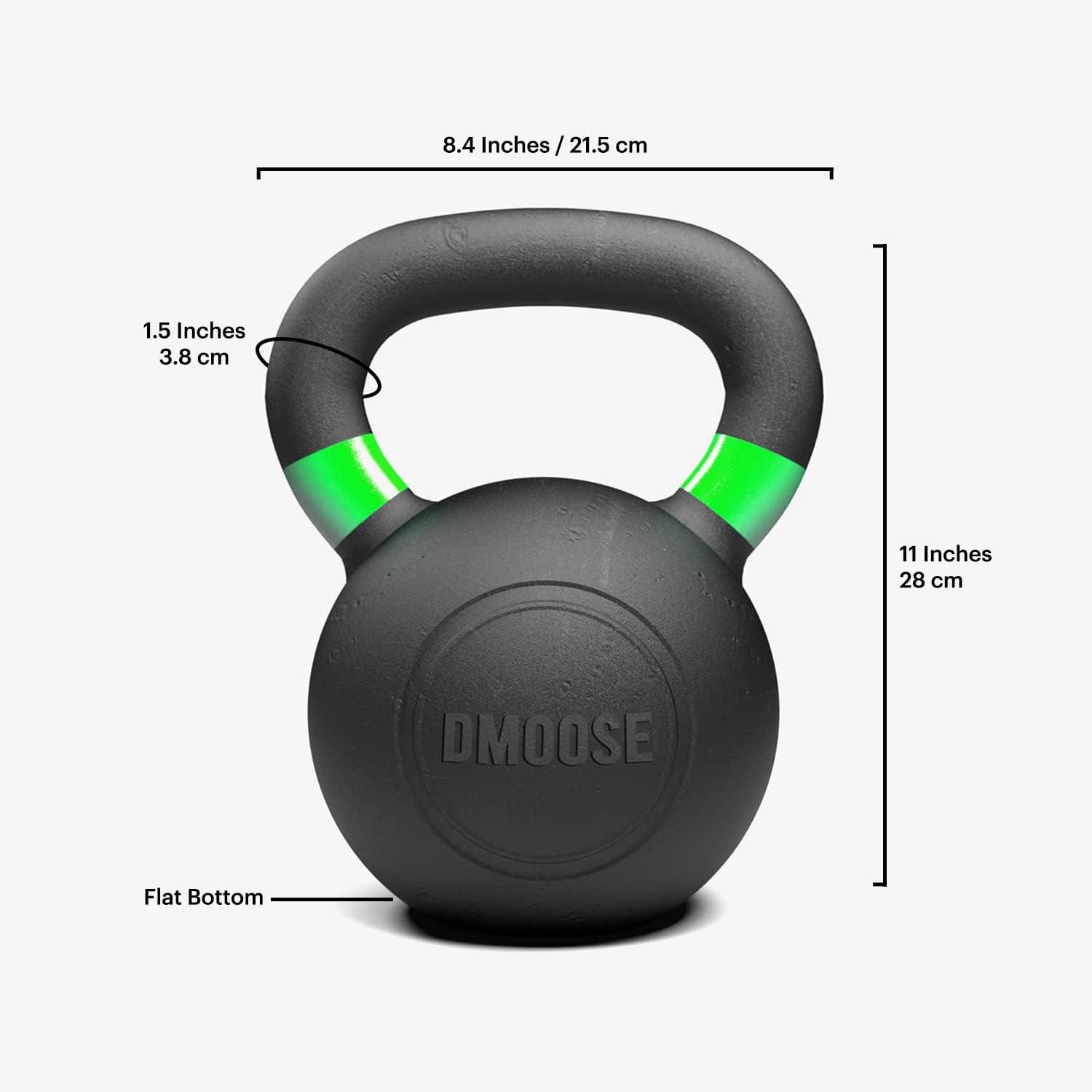 imageDMoose Kettlebell for Weightlifting Strength Training Kettlebells Conditioning Deadlift Squat Press and Core Training Home Gym for Men and Women With Handle for FullBody WorkoutBlackGreen 62LBs