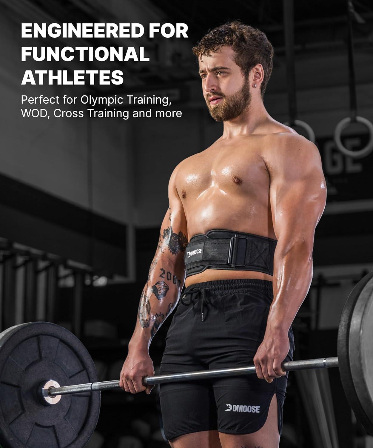 imageDMoose Weight Lifting Belt Auto Locking Gym Belt for Olympic Training WOD Cross Training for Men and Women 4quot Nylon Workout belt with Adjustable Buckle Provides Lumbar Support and StabilityRanger Green