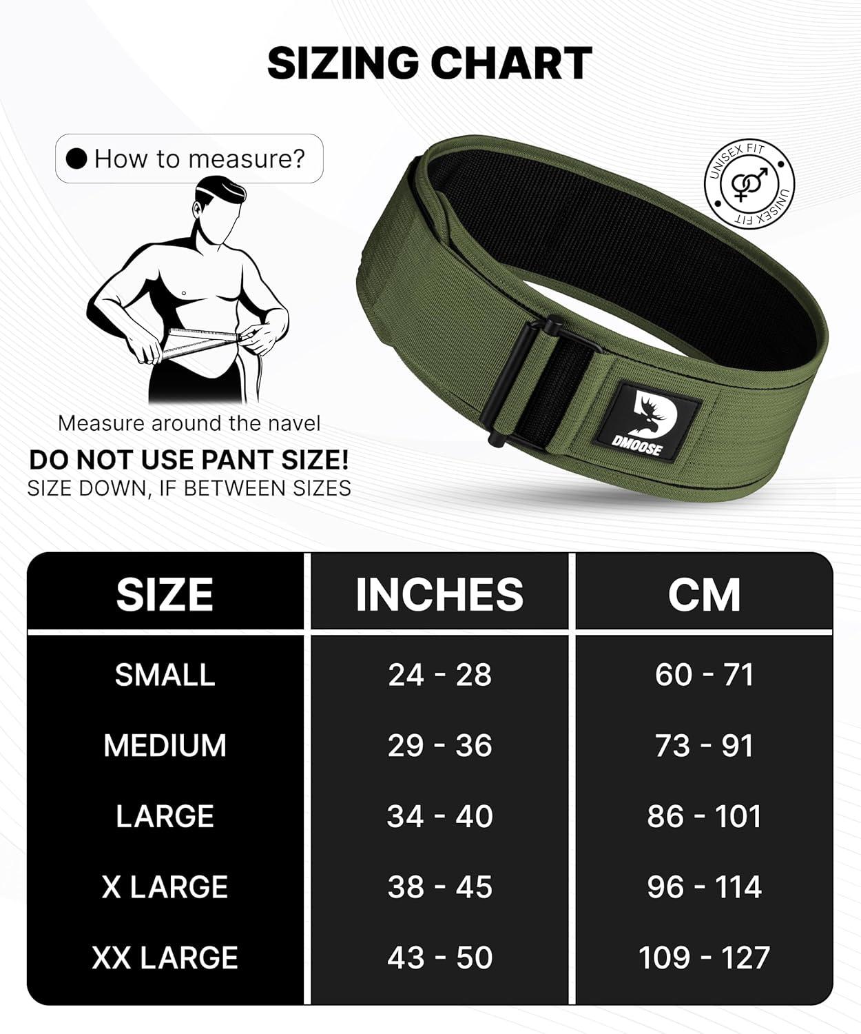imageDMoose Weight Lifting Belt Auto Locking Gym Belt for Olympic Training WOD Cross Training for Men and Women 4quot Nylon Workout belt with Adjustable Buckle Provides Lumbar Support and StabilityRanger Green