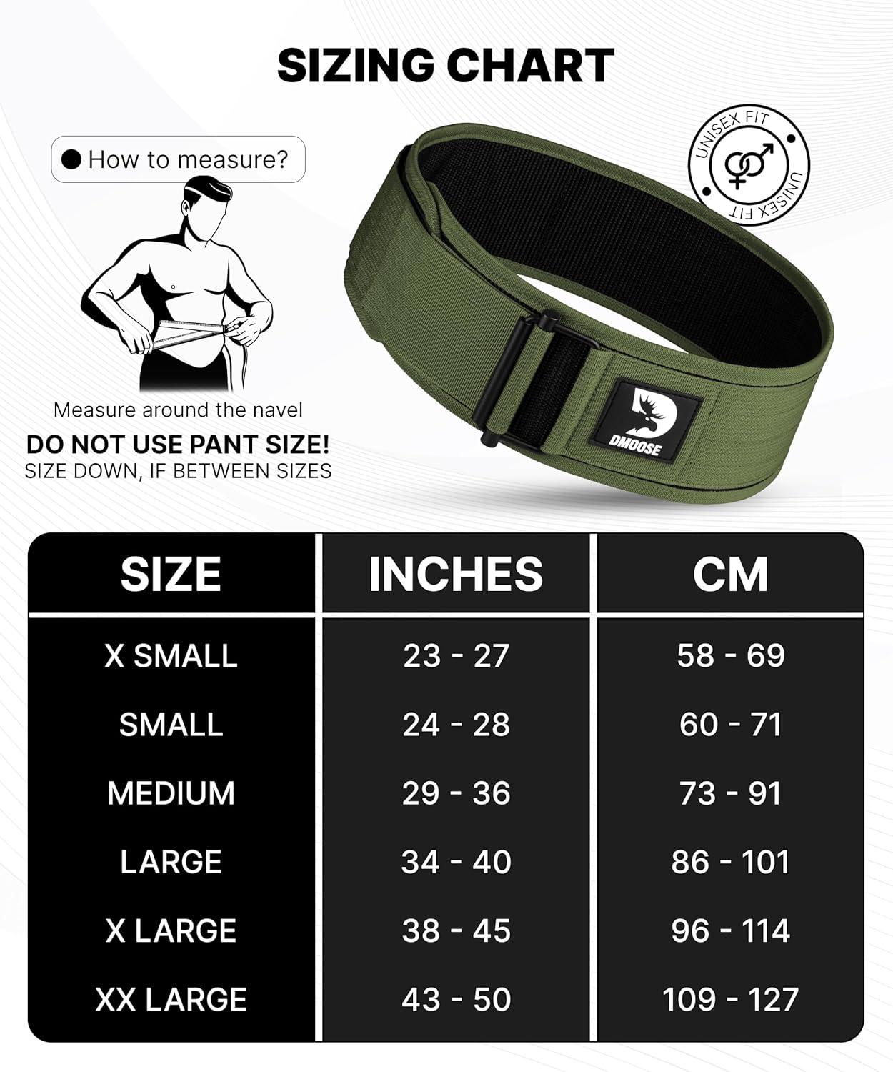 imageDMoose Weight Lifting Belt Auto Locking Gym Belt for Olympic Training WOD Cross Training for Men and Women 4quot Nylon Workout belt with Adjustable Buckle Provides Lumbar Support and StabilityRanger Green