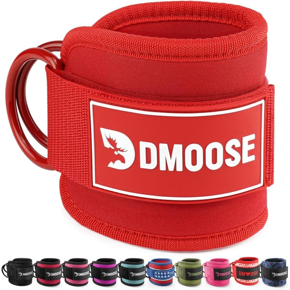 imageDMoose Ankle Strap for Cable Machine  One Size Fit with Premium Padding Workout Kickback Ankle Cuffs Ankle Bands for Working Out Booty Workouts Leg Extension Hip Abductors ampamp Lower Body ExercisesAll Red  Single