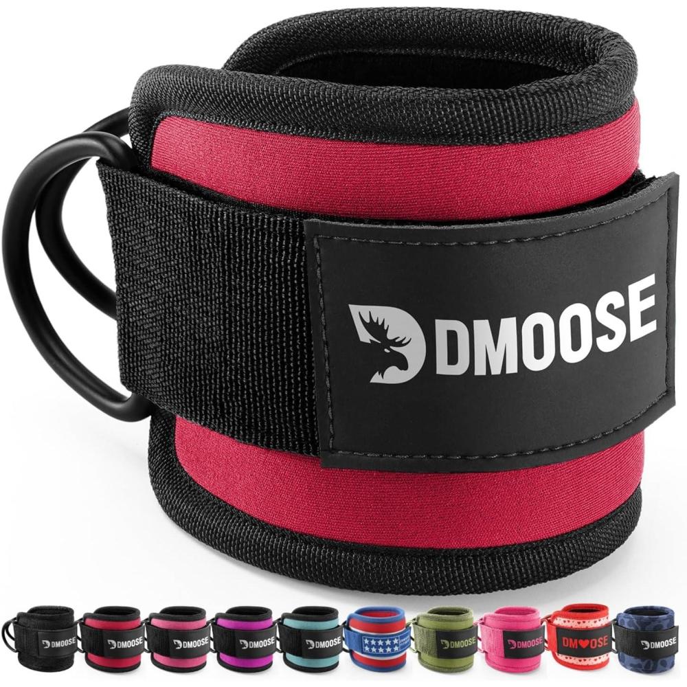 imageDMoose Ankle Strap for Cable Machine  One Size Fit with Premium Padding Workout Kickback Ankle Cuffs Ankle Bands for Working Out Booty Workouts Leg Extension Hip Abductors ampamp Lower Body ExercisesRed  Single