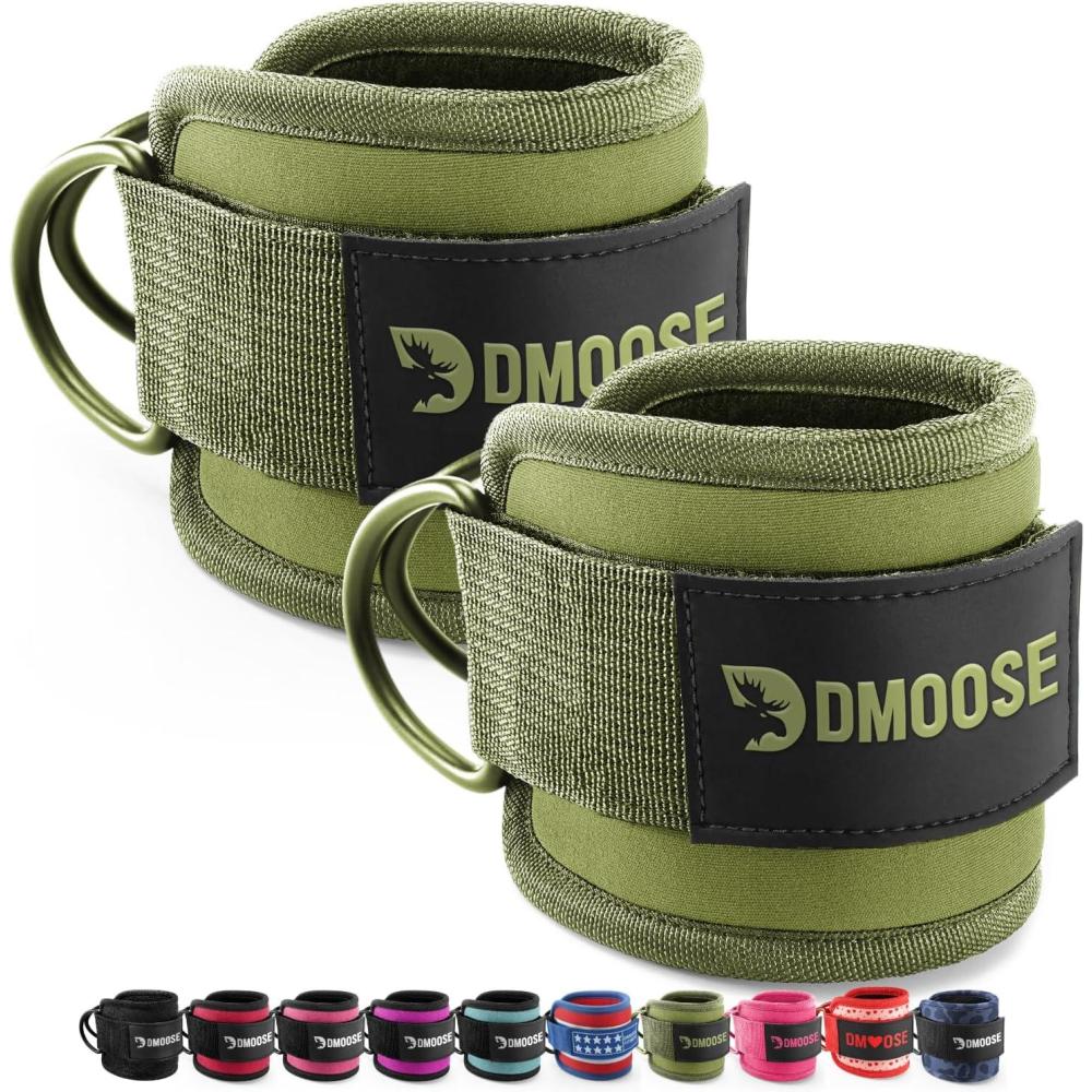 imageDMoose Ankle Strap for Cable Machine  One Size Fit with Premium Padding Workout Kickback Ankle Cuffs Ankle Bands for Working Out Booty Workouts Leg Extension Hip Abductors ampamp Lower Body ExercisesOlive Green  Pair
