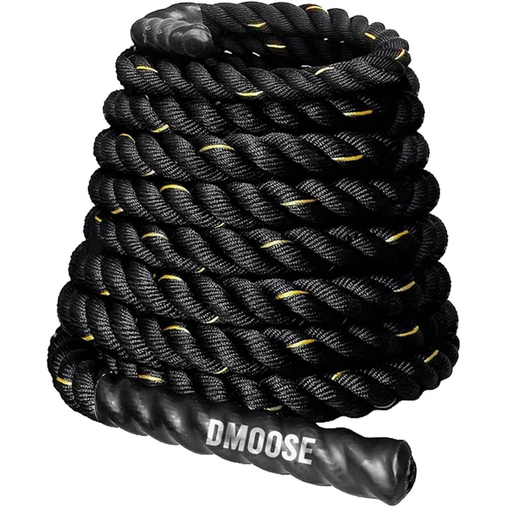 imageDMoose Battle Ropes for Home Gym and Muscles Building Conditioning Rope 15inch Diameter 30ft In Length 16lbs of Weight Workout Equipment for Men and WomenBlack