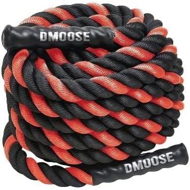 imageDMoose Battle Ropes for Home Gym and Muscles Building Conditioning Rope 15inch Diameter 30ft In Length 16lbs of Weight Workout Equipment for Men and WomenBlackRed