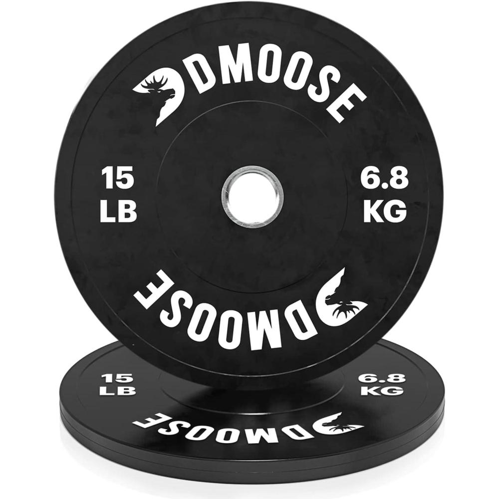 imageDMoose Bumper Plates Weight Plate Sets for Weight Lifting Strength Conditioning Training ampamp Bodybuilding Stainless Steel 2 Plate 10 LBs 15 LBs 25 LBs 35 LBs 45 LBs Available in PairsBlack 15 LBs
