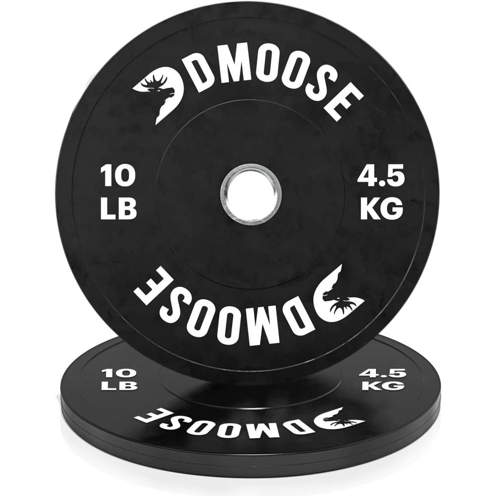 imageDMoose Bumper Plates Weight Plate Sets for Weight Lifting Strength Conditioning Training ampamp Bodybuilding Stainless Steel 2 Plate 10 LBs 15 LBs 25 LBs 35 LBs 45 LBs Available in PairsBlack 10 LBs