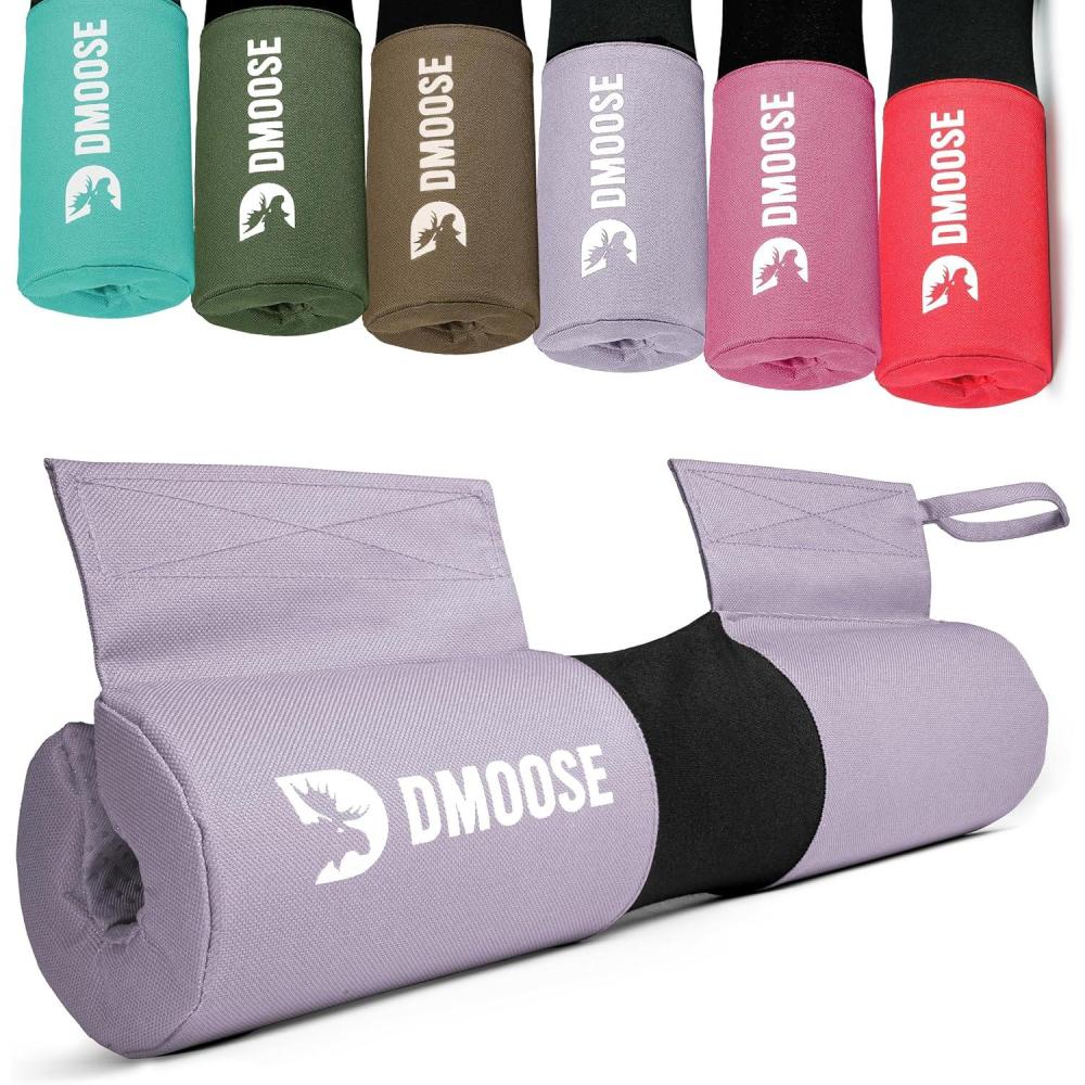 imageDMoose Fitness Barbell Pad for Hip Thrust Squat ampamp Lunges  NonSlip Thick Foam Cushion for Neck and Back Support with Two Straps  Hip Thrust Pad for Leg Day  Fits All Olympic Bars and Smith MachineLiliac Purple  Fabric