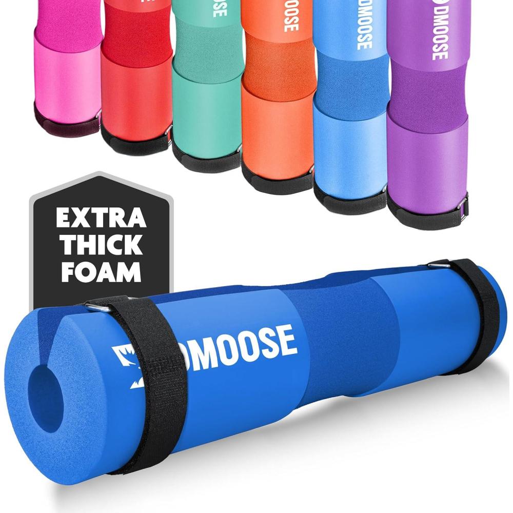 imageDMoose Fitness Barbell Pad for Hip Thrust Squat ampamp Lunges NonSlip Thick Foam Cushion for Neck and Back Support with Two Straps Hip Thrust Pad for Leg Day Fits All Olympic Bars and Smith MachineBlue
