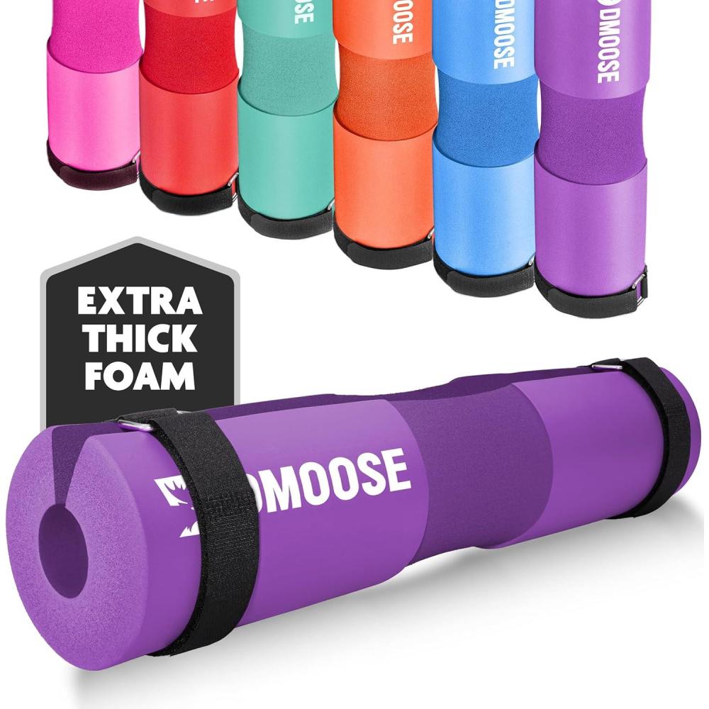 imageDMoose Fitness Barbell Pad for Hip Thrust Squat ampamp Lunges  NonSlip Thick Foam Cushion for Neck and Back Support with Two Straps  Hip Thrust Pad for Leg Day  Fits All Olympic Bars and Smith MachinePurple
