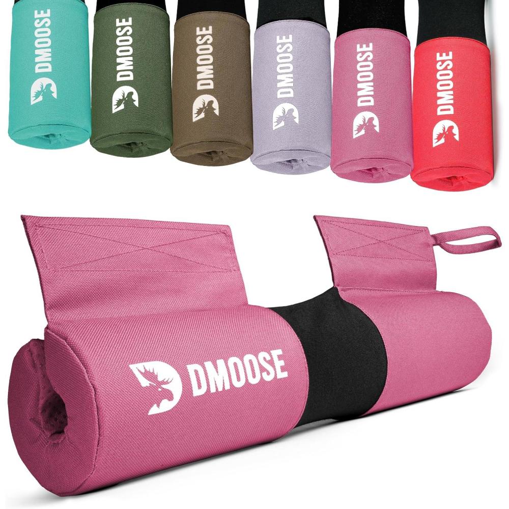 imageDMoose Fitness Barbell Pad for Hip Thrust Squat ampamp Lunges  NonSlip Thick Foam Cushion for Neck and Back Support with Two Straps  Hip Thrust Pad for Leg Day  Fits All Olympic Bars and Smith MachinePink  Fabric