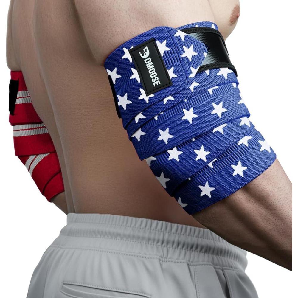 imageDMoose Fitness Elbow Wraps for Weightlifting Pair 40quot Adjustable Brace for Joint Support Pain Relief ampamp Tendonitis  Elbow Straps for Weight Lifting Bench Press ampamp Gym Workouts Band for Men ampamp WomenAmerican