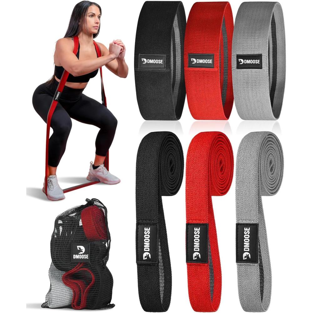 imageDMoose Fitness Fabric Resistance Bands for Full Body Exercises  NonSlip Thick Cloth Stretch Band for Squats Lunges ampamp Bicep Curls  Long Resistance Bands for Working Out  Booty Band for Men ampamp WomenFabric Long Bands  Hip Bands Pack of 6
