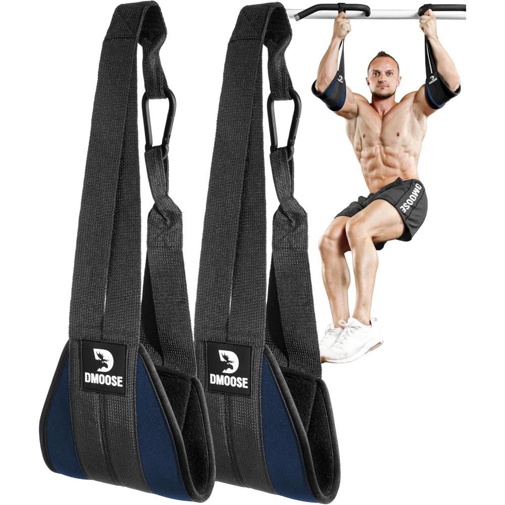 imageDMoose Fitness Hanging Ab Straps for Pull Up Bar ampamp Core Strength Training  Soft Padded Exercise Straps for Ab Swing ampamp Leg Raises Hang Bar Strap with 2 Steel Carabiners  Abs Equipment for Home ampamp GymNavy Blue