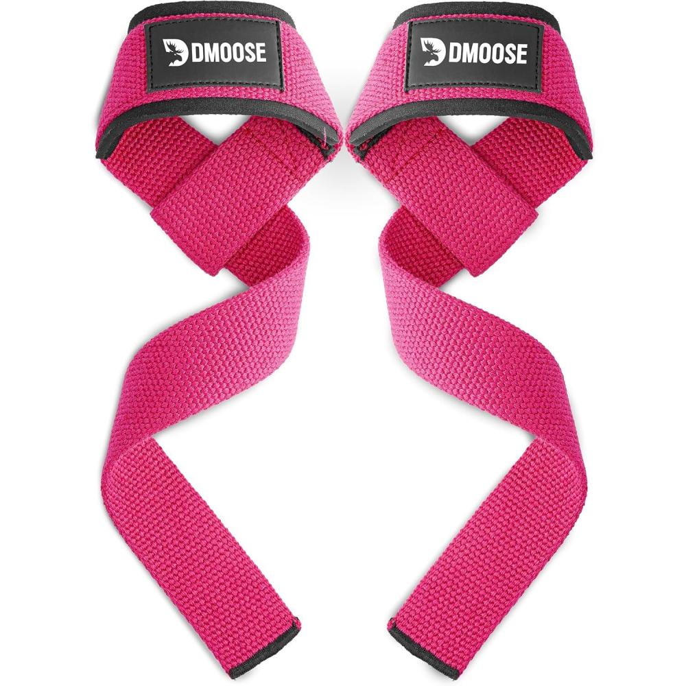 imageDMoose Fitness Lifting Straps 24quot Pair  5mm Padded Durable Wrist Straps for Weightlifting ampamp Powerlifting  Cotton Lifting Strap with Silicone Grip for Men ampamp Women  Deadlift Strap for Gym WorkoutPink