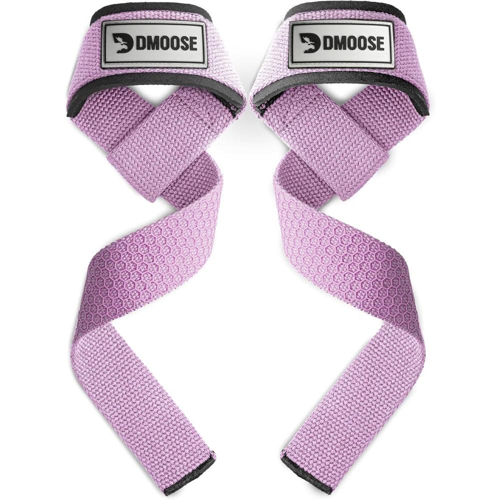 imageDMoose Fitness Lifting Straps 24quot Pair  5mm Padded Durable Wrist Straps for Weightlifting ampamp Powerlifting  Cotton Lifting Strap with Silicone Grip for Men ampamp Women  Deadlift Strap for Gym WorkoutLilac Purple Silicone