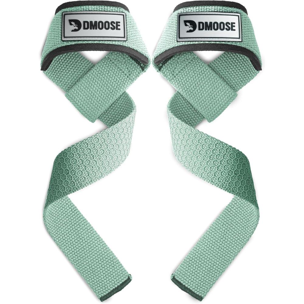 imageDMoose Fitness Lifting Straps 24quot Pair  5mm Padded Durable Wrist Straps for Weightlifting ampamp Powerlifting  Cotton Lifting Strap with Silicone Grip for Men ampamp Women  Deadlift Strap for Gym WorkoutCyan Silicone