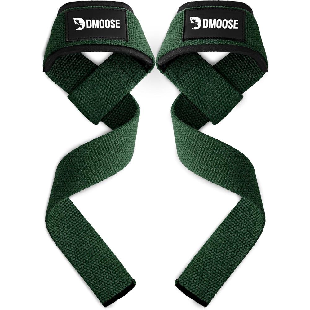 imageDMoose Fitness Lifting Straps 24quot Pair  5mm Padded Durable Wrist Straps for Weightlifting ampamp Powerlifting  Cotton Lifting Strap with Silicone Grip for Men ampamp Women  Deadlift Strap for Gym WorkoutDark Green