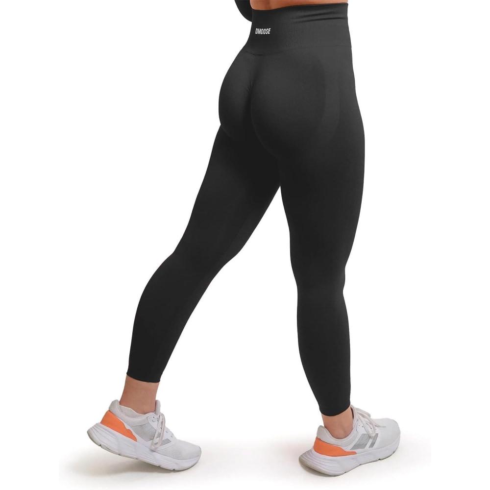 imageDMoose Fitness Move Seamless Leggings for Women High Waist Tummy Control Workout Pants for Exercise Yoga ampamp RunningBlack