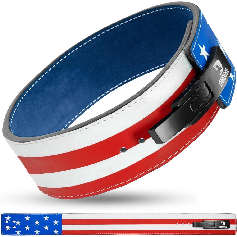 imageDMoose Fitness Weight Lifting Belt for Lower Back Support  5mm Thick Genuine Leather Gym Belt for Squats Deadlifts ampamp Powerlifting  Double Prong Buckle with 10 Holes Adjustability for Men ampamp WomenAmerican  Lever Belt