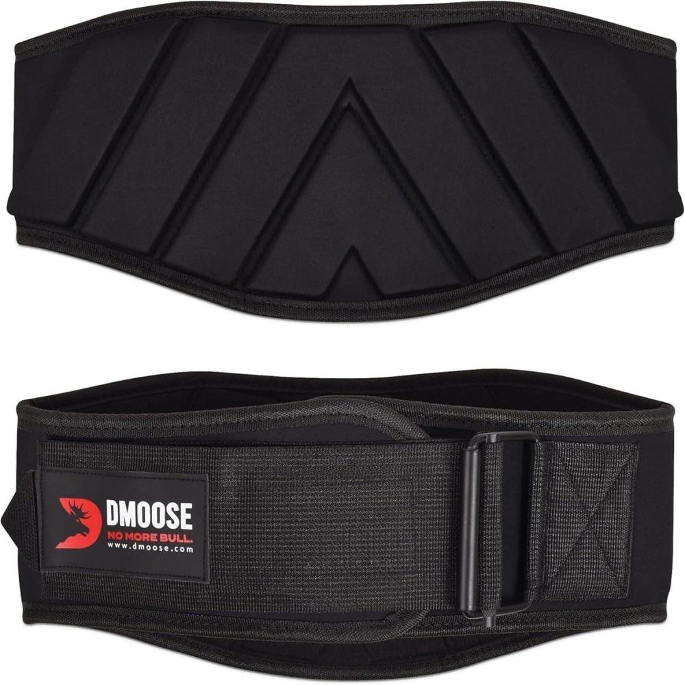 imageDMoose Fitness Weight Lifting Belt for Squats Deadlift ampamp Intense Workout  6quot Adjustable Fit Auto Lock Weightlifting Belt for Men ampamp Women  Neoprene Gym Belts for Stability ampamp Lumbar Back SupportBlack