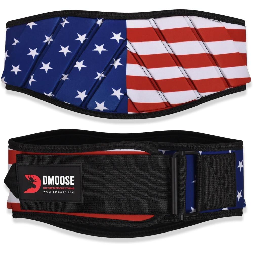 imageDMoose Fitness Weight Lifting Belt for Squats Deadlift ampamp Intense Workout  6quot Adjustable Fit Auto Lock Weightlifting Belt for Men ampamp Women  Neoprene Gym Belts for Stability ampamp Lumbar Back SupportAmerican