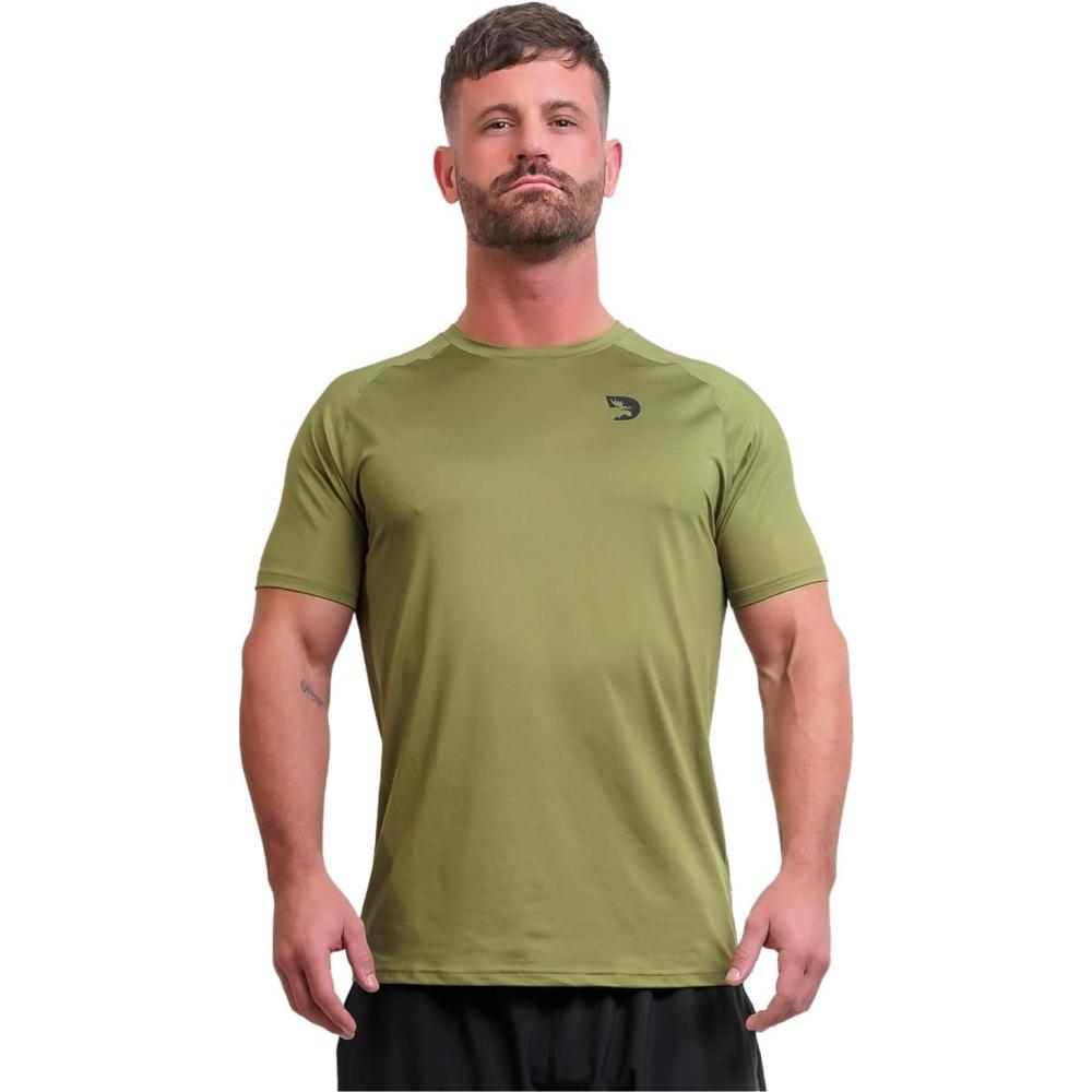 imageDMoose Fitness Workout Short Sleeve T Shirt Athletic Shirt for Men Quick Dry ampamp Moisture Wicking Sports T ShirtGreen