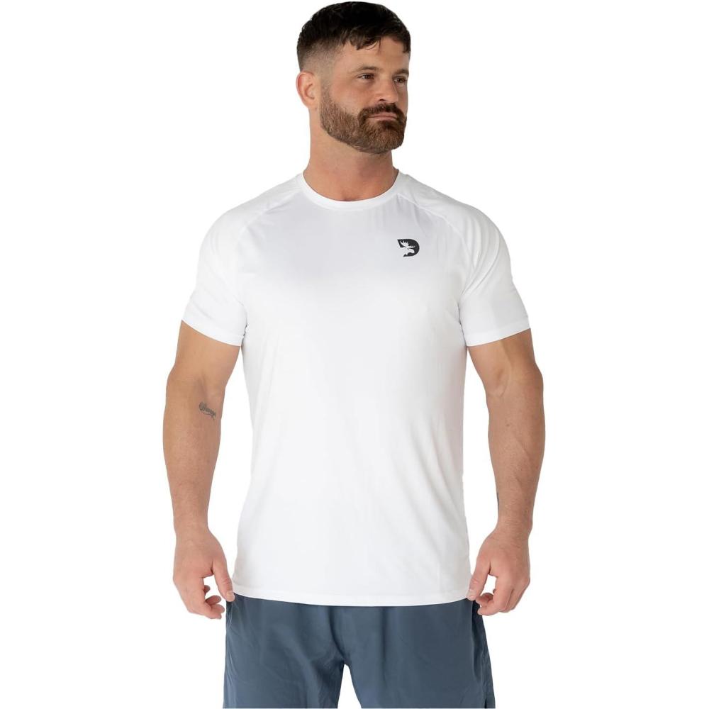imageDMoose Fitness Workout Short Sleeve T Shirt  Athletic Shirt for Men  Quick Dry ampamp Moisture Wicking Sports T ShirtWhite