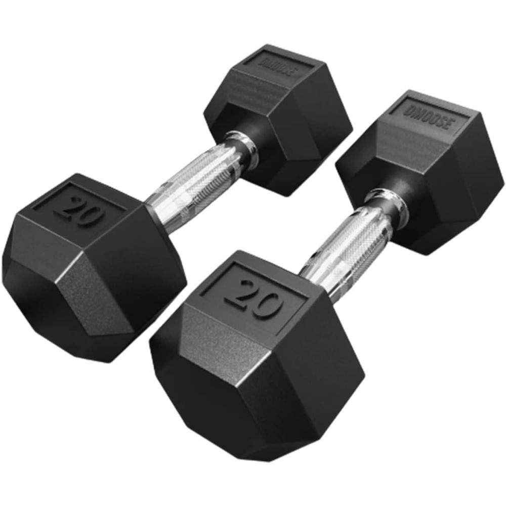 imageDMoose Hex Dumbbells for Strength Training Exercises Biceps Triceps Chest Shoulders Back Legs Home Gym for Men and Women Hexagonal Shape ampamp Solid CastIron Core Pair 25 Lb to 50 Lb20 lbs Pair