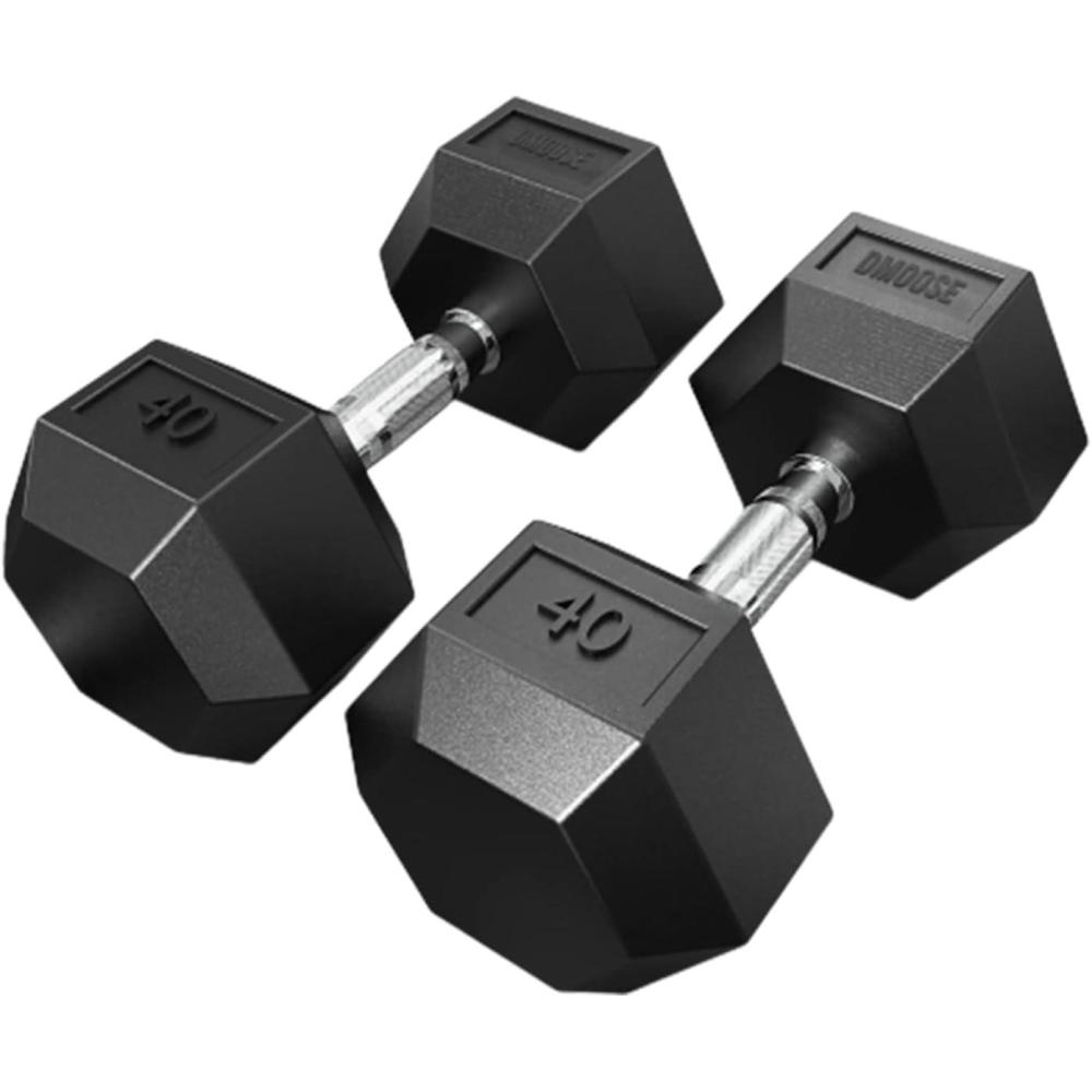imageDMoose Hex Dumbbells for Strength Training Exercises Biceps Triceps Chest Shoulders Back Legs Home Gym for Men and Women Hexagonal Shape ampamp Solid CastIron Core Pair 25 Lb to 50 Lb40 lbs Pair