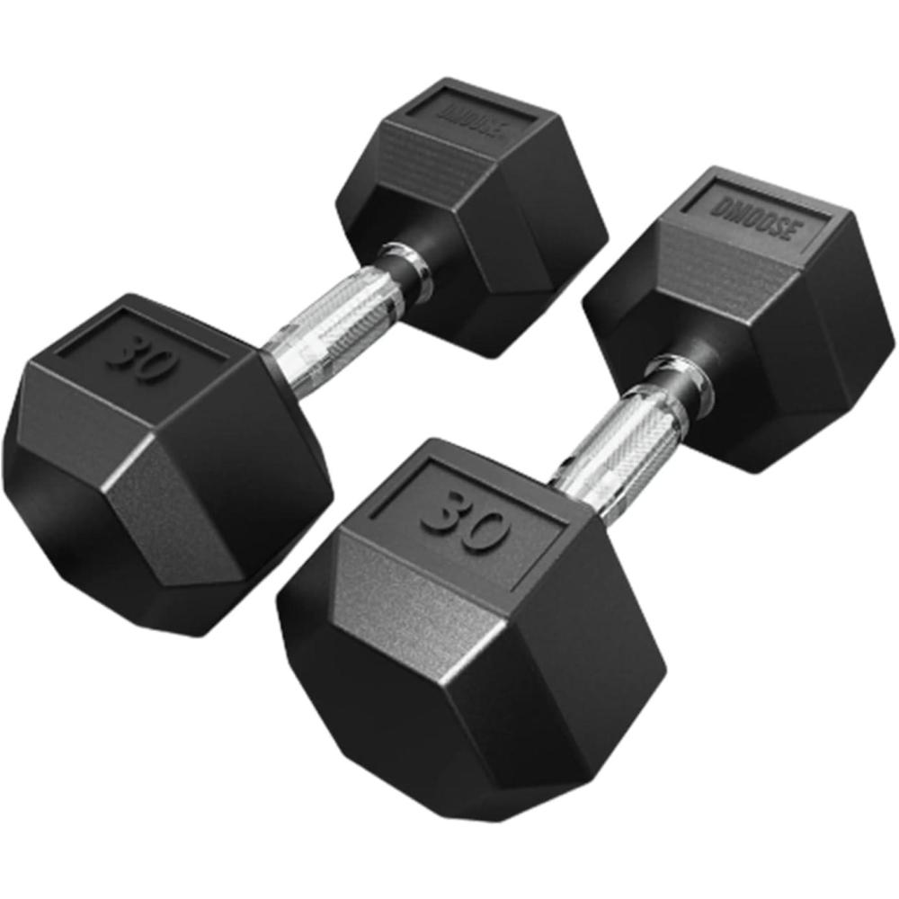 imageDMoose Hex Dumbbells for Strength Training Exercises Biceps Triceps Chest Shoulders Back Legs Home Gym for Men and Women Hexagonal Shape ampamp Solid CastIron Core Pair 25 Lb to 50 Lb30 lbs Pair