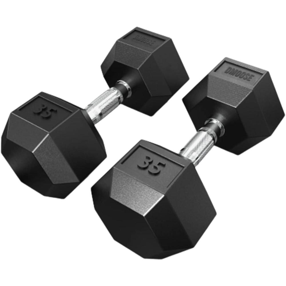 imageDMoose Hex Dumbbells for Strength Training Exercises Biceps Triceps Chest Shoulders Back Legs Home Gym for Men and Women Hexagonal Shape ampamp Solid CastIron Core Pair 25 Lb to 50 Lb35 lbs Pair