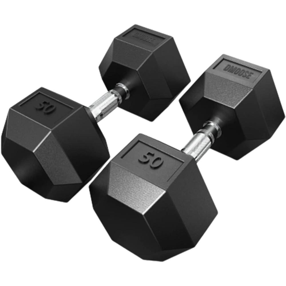 imageDMoose Hex Dumbbells for Strength Training Exercises Biceps Triceps Chest Shoulders Back Legs Home Gym for Men and Women Hexagonal Shape ampamp Solid CastIron Core Pair 25 Lb to 50 Lb50 lbs Pair