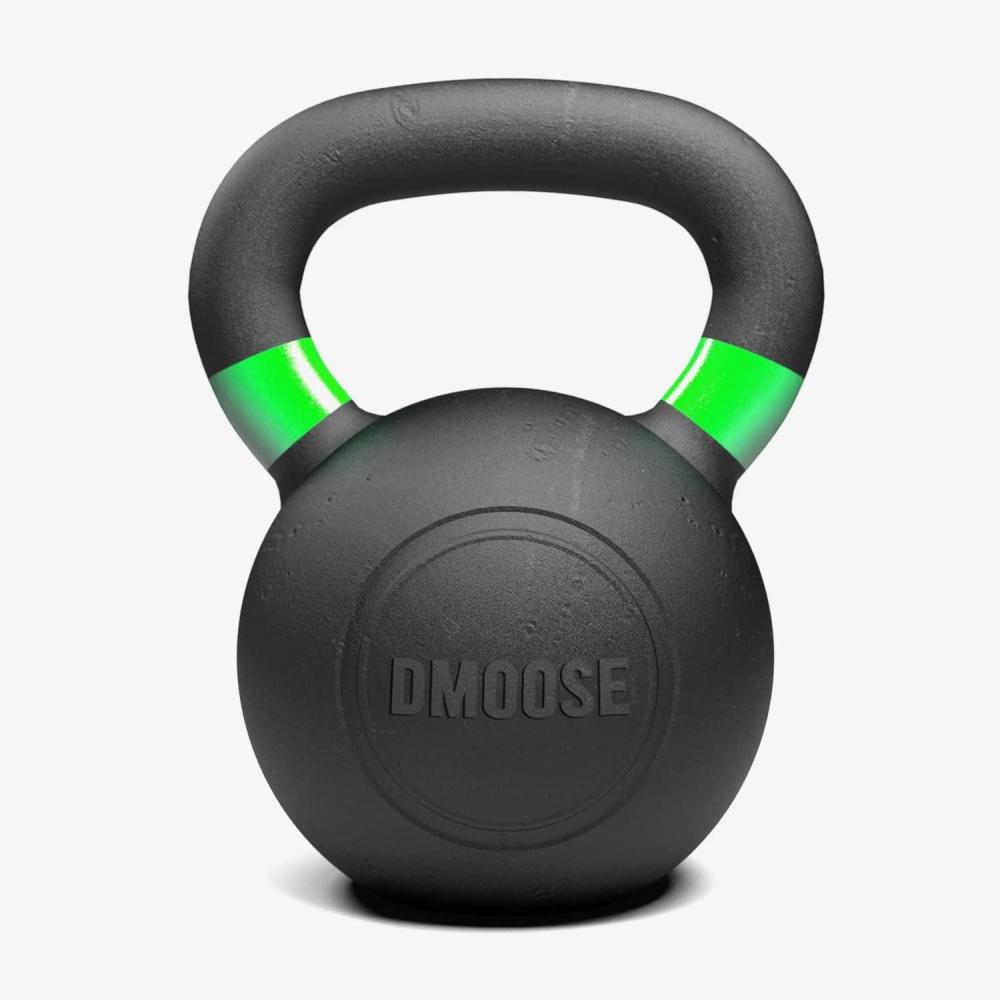 imageDMoose Kettlebell for Weightlifting Strength Training Kettlebells Conditioning Deadlift Squat Press and Core Training  Home Gym for Men and Women  With Handle for FullBody WorkoutBlackGreen 62LBs