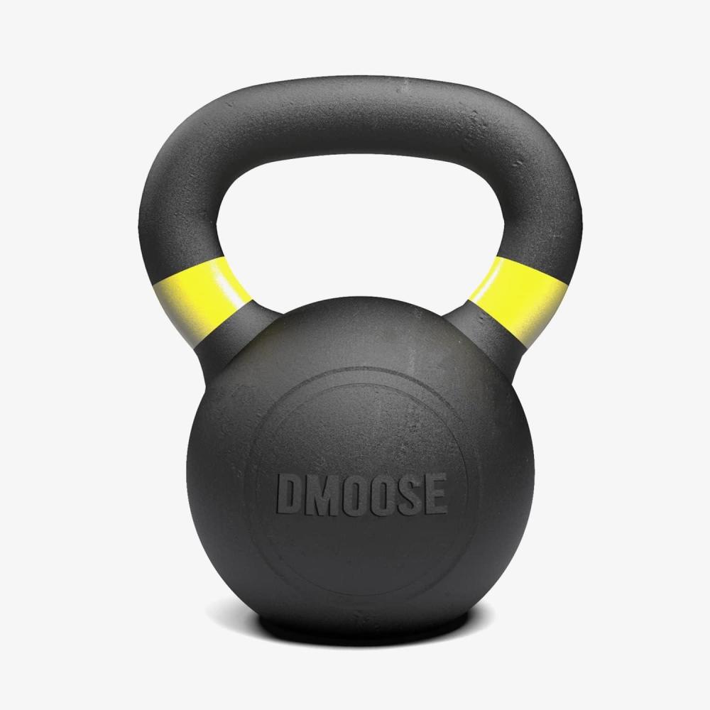 imageDMoose Kettlebell for Weightlifting Strength Training Kettlebells Conditioning Deadlift Squat Press and Core Training Home Gym for Men and Women With Handle for FullBody WorkoutBlackYellow 35LBs