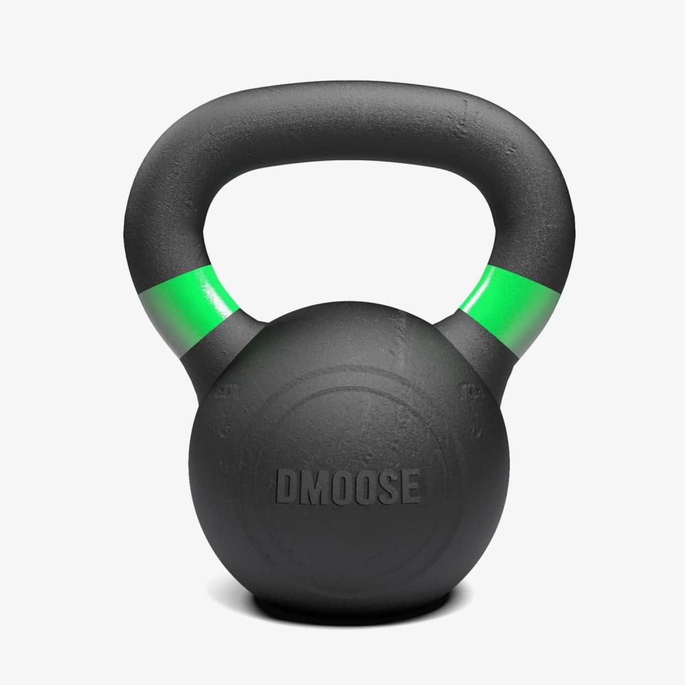 imageDMoose Kettlebell for Weightlifting Strength Training Kettlebells Conditioning Deadlift Squat Press and Core Training  Home Gym for Men and Women  With Handle for FullBody WorkoutBlackGreen 26LBs