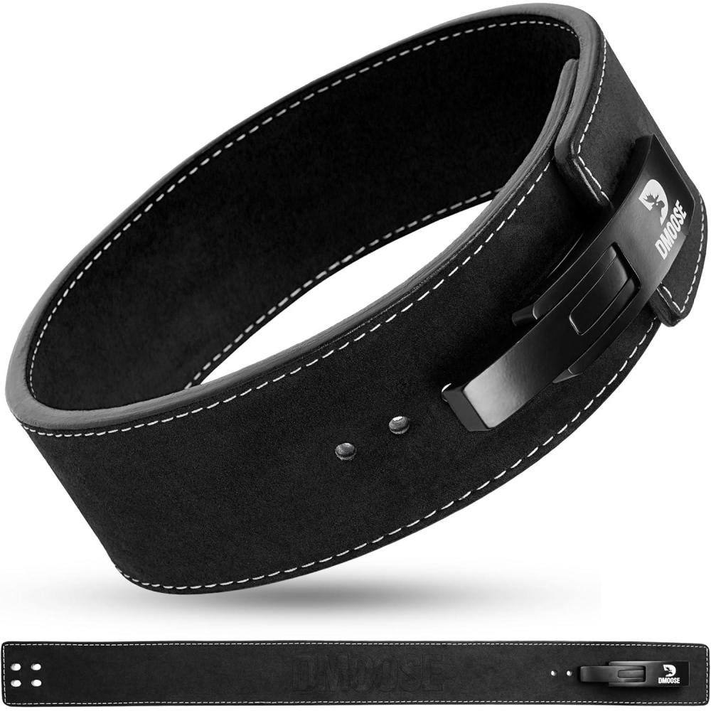imageDMoose Weight lifting Lever Belt Improve Your Weightlifting ampamp Powerlifting Technique 10 mm Thick Suede Leather Stainless Steel Lever Buckle For Gym Workout Squats ampamp Deadlifts Men ampamp Women S 23  29 Waist Size Not Pant Size Black