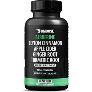 Berberine HCL 1400mg with Ceylon Cinnamon to Support Digestion & Metabolism – 7 in 1 Berberine Supplement, Ceylon Cinnamon, Bioprene, Turmeric, Ginger, Goldenseal & Apple Cider Complex – 60 Capsules(Berberine Complex)