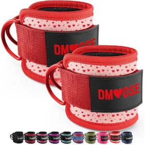 DMoose Ankle Strap for Cable Machine – One Size Fit with Premium Padding, Workout Kickback Ankle Cuffs, Ankle Bands for Working Out, Booty Workouts, Leg Extension, Hip Abductors & Lower Body Exercises(Hearts – Pair)