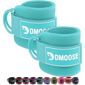 DMoose Ankle Strap for Cable Machine – One Size Fit with Premium Padding, Workout Kickback Ankle Cuffs, Ankle Bands for Working Out, Booty Workouts, Leg Extension, Hip Abductors & Lower Body Exercises(Mint Blue – Pair)