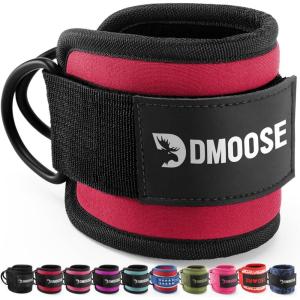 DMoose Ankle Strap for Cable Machine – One Size Fit with Premium Padding, Workout Kickback Ankle Cuffs, Ankle Bands for Working Out, Booty Workouts, Leg Extension, Hip Abductors & Lower Body Exercises(Red – Single)