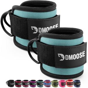 DMoose Ankle Strap for Cable Machine – One Size Fit with Premium Padding, Workout Kickback Ankle Cuffs, Ankle Bands for Working Out, Booty Workouts, Leg Extension, Hip Abductors & Lower Body Exercises(Cyan – Pair)