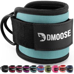DMoose Ankle Strap for Cable Machine – One Size Fit with Premium Padding, Workout Kickback Ankle Cuffs, Ankle Bands for Working Out, Booty Workouts, Leg Extension, Hip Abductors & Lower Body Exercises(Cyan – Single)
