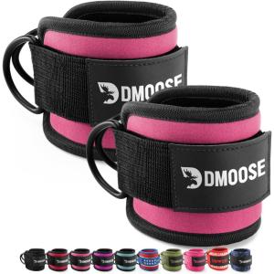 DMoose Ankle Strap for Cable Machine – One Size Fit with Premium Padding, Workout Kickback Ankle Cuffs, Ankle Bands for Working Out, Booty Workouts, Leg Extension, Hip Abductors & Lower Body Exercises(Pink – Pair)