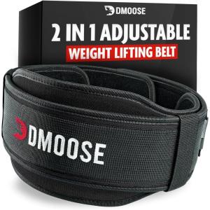 DMoose Back Belt for Lifting for Men & Women – 2 in 1 Adjustable 4″ 6″ Width – deadlifting belt with Auto-Locking Buckle – Optimal Back Support squat belt for women for Weightlifting, Powerlifting