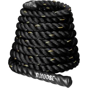 DMoose Battle Ropes for Home Gym and Muscles Building Conditioning Rope 1.5-inch Diameter, 30ft In Length, 16lbs of Weight, Workout Equipment for Men and Women(Black)