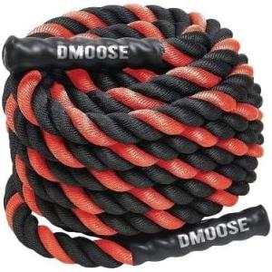 DMoose Battle Ropes for Home Gym and Muscles Building Conditioning Rope 1.5-inch Diameter, 30ft In Length, 16lbs of Weight, Workout Equipment for Men and Women(Black/Red)