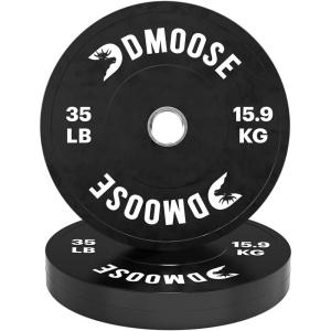 DMoose Bumper Plates – Weight Plate Sets for Weight Lifting, Strength Conditioning Training & Bodybuilding – Stainless Steel 2 Plate 10 LBs / 15 LBs / 25 LBs / 35 LBs / 45 LBs – Available in Pairs(Black 35 LBs)
