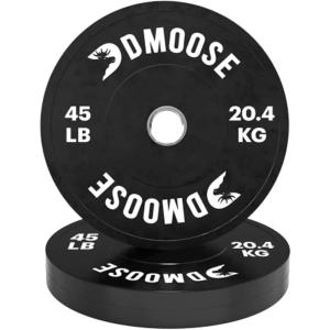 DMoose Bumper Plates – Weight Plate Sets for Weight Lifting, Strength Conditioning Training & Bodybuilding – Stainless Steel 2 Plate 10 LBs / 15 LBs / 25 LBs / 35 LBs / 45 LBs – Available in Pairs(Black 45 LBs)