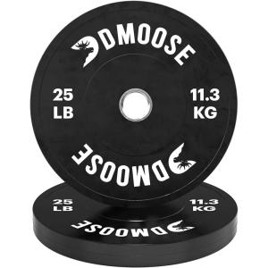 DMoose Bumper Plates – Weight Plate Sets for Weight Lifting, Strength Conditioning Training & Bodybuilding – Stainless Steel 2 Plate 10 LBs / 15 LBs / 25 LBs / 35 LBs / 45 LBs – Available in Pairs(Black 25 LBs)